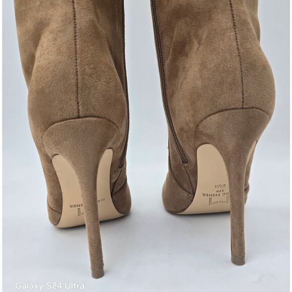 Marc Fisher Knee High Boots Ruminas 3 Tan Faux Suede Stiletto Heels Women's 6.5M - Picture 7 of 10